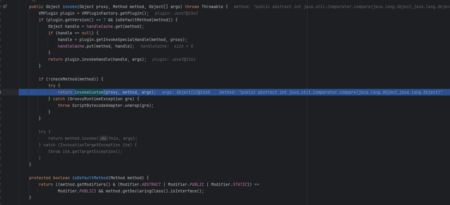 checkMethod and invokeCustom